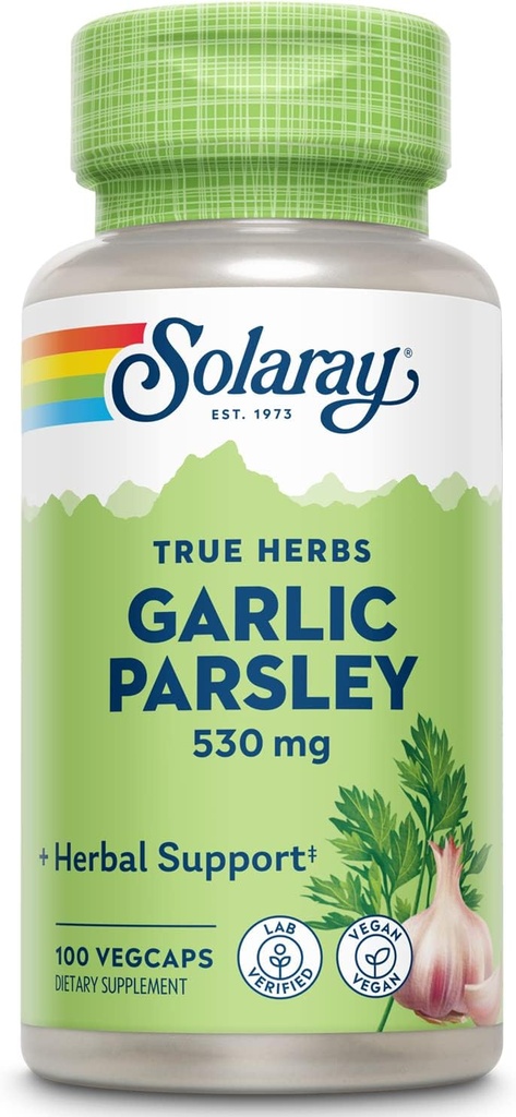 SOLARAY Bulb Bulb & Parsley Leaf 530 mg | Sağlıklı Kartiovascular ve Immune System Function Support | Non-GMO, Vegan & Lab Doğrulandı | 100 VegCaps