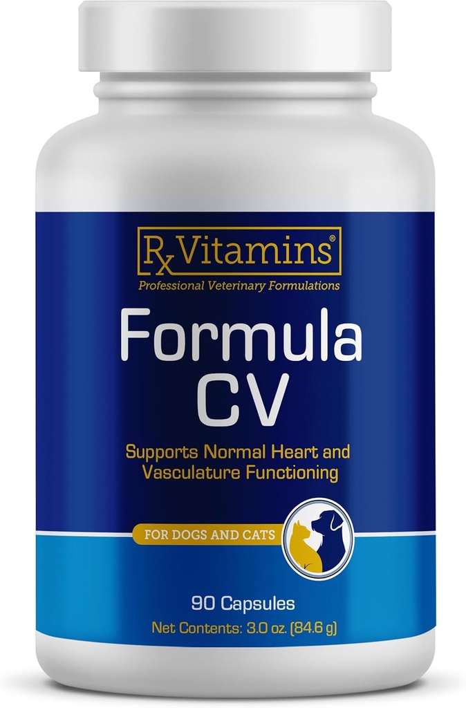 Rx Vitaminleri Formula CV - Köpekler ve Kediler için Taurin ile Hawthornlar - Kalp Sağlığı Supplementleri Magnezyum ve Potasyum ile Geliştirildi - Yaşlı Köpek Vitaminleri ve Yaşlı Kedi Vitaminleri - 90