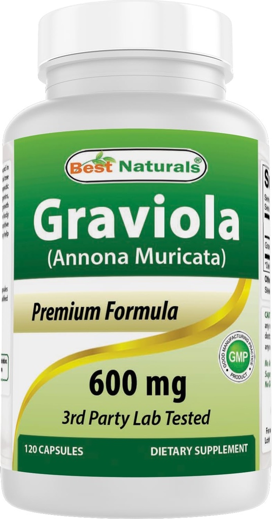 En İyi Doğallar Graviola Capsules Annona Muricata, 600 mg, 120 Kont