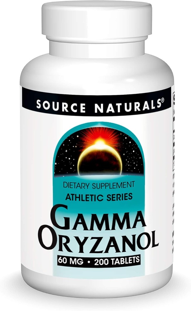 Source Naturals Gamma Oryzanol, Athletic Series Diyetary Supplement Vegetarians için uygun, 60 MG - 200 Tablet