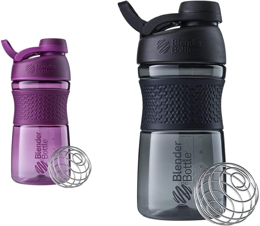 BlenderBottle 20Ounce Black ve Plant Protein Shaker Şişeler Blender ile