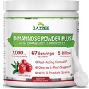 Zazzee D-Mannose Powder Plus, 2000 mg, 67 Services, Poent & Fast-Acting, Plus 5 δισεκατομμύρια CFU Probiotics και Pure Cranberry Juice Extract, Kosher, Free Scoop, 6,5 Oz, Χωρίς γλουτένη, Μη ΓΤΟ Όλα-Φυσικά