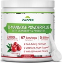 Zazzee D-Mannose Toz Plus, 2000 mg, 67 Hizmet, Potent & Fast-Acting, Plus 5 Milyar CFU Probiyotikler ve Pure Cranberry Juice, Kosher, Free Scoop, 6.5 Oz, Gluten-Free, Non-GMO All-Do