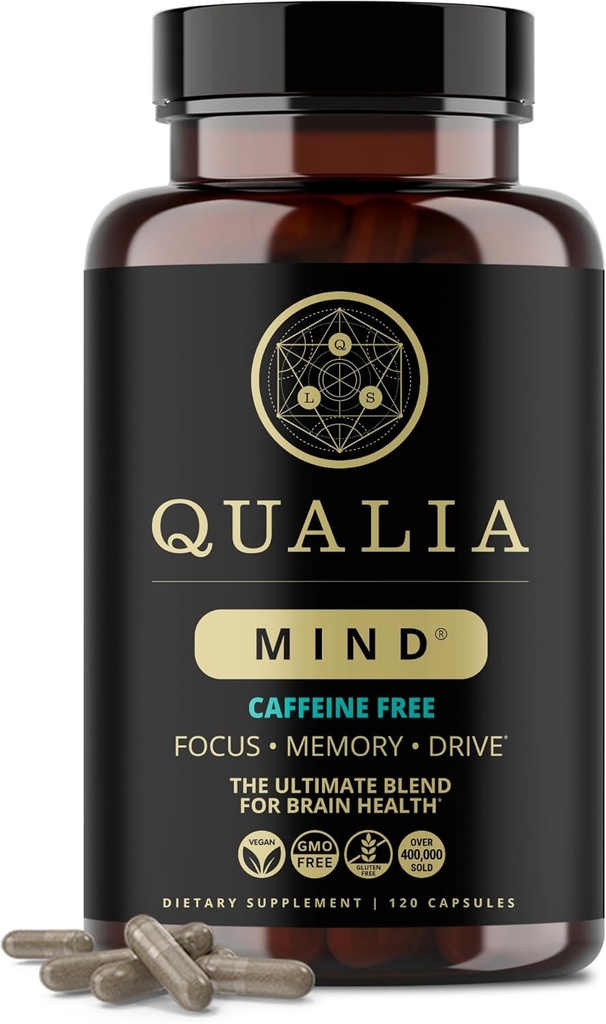QUALIA MIND (Caffeine Free) | Beyin Sağlığı için Nihai Ölmüş Nootropic To Yakıt Focus & Concentration* | Supports Long Term Brain Health|Keep Drive & Verimlilik