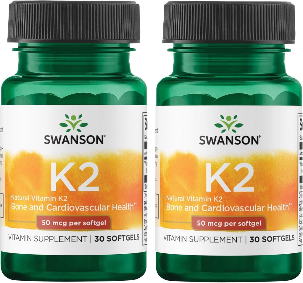Swanson Φυσική βιταμίνη K2 (Menaquinone-7 από Natto) 50 mcg 30 Sgels (2 Συσκευασία)