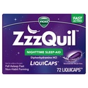 ZzzQuil LiquiCap Sleep Aid, Diphenhydramine 25mg HCl, Sleep Aids για ενήλικες, Nighttime Sleep Aid, 72 LiquiCaps