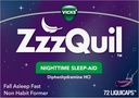 ZzzQuil LiquiCap Sleep Aid, Diphenhydramine 25mg HCl, Sleep Aids for Adults, Nighttime Sleep Aid, 72 LiquiCaps
