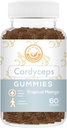 Cordyceps Mushroom Gummies - Enerjiyi Destekleyebilir, Endurance ve Stamina - Tropikal Mango Flavor - Vegan, Non-GMO, Gluten-Free, Gelatin Free - 60 Count