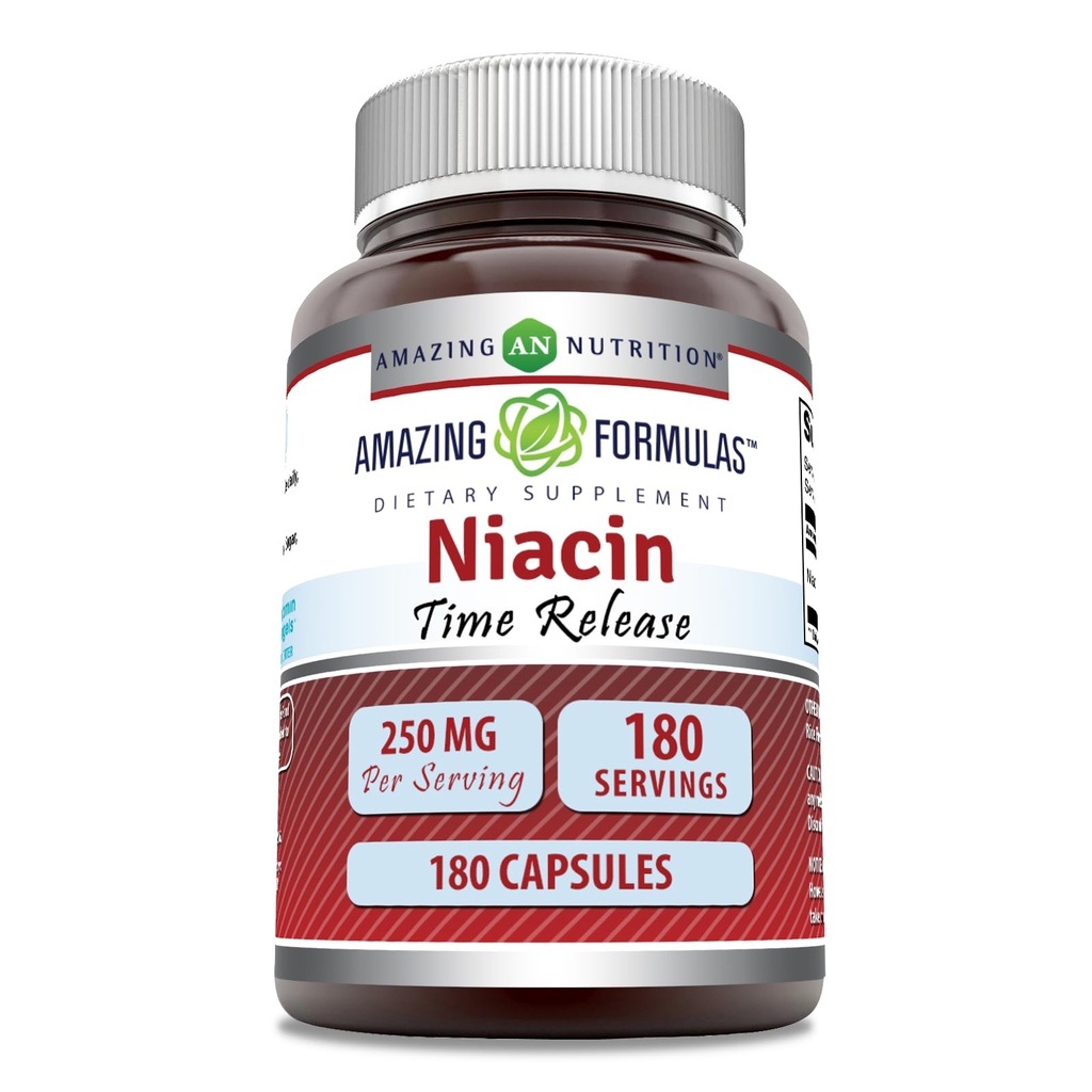 Amazing Formulas Niacin (Vitamin B3) 250 mg 180 Capsules Supplement | Non-GMO | Gluten Free | Made in USA
