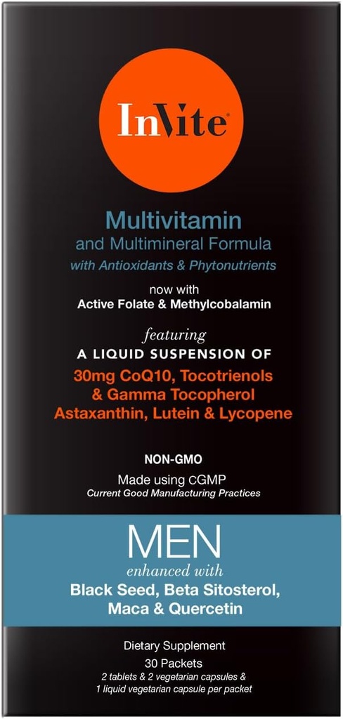 Invite Health Men's Multivitamin - Erkeklerin Beslenmesi için Gelişmiş Destekle Kapsamlı Günlük Multivitamin - 30 Gün Supply (2-Pack)