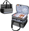 CURMIO Çift Katmanları Pill Şişe Organizer Bag Boş, Tıp Organize Deposu Kilitli Tuvaletler, İlaçlar Prescription Şişes, Medical Materials, Gray (Patent Design)