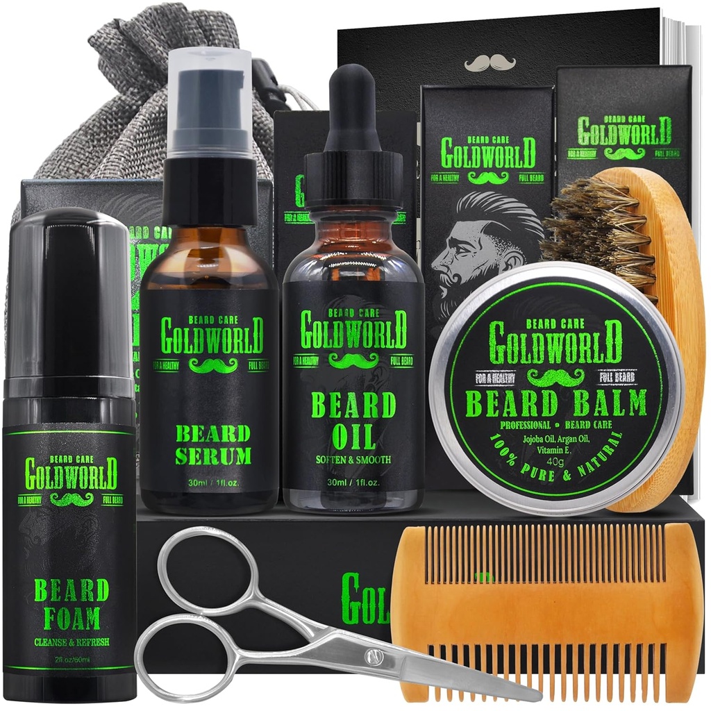 Ayıd Kit Beard Grooming Kit w/Beard Lavabo/Spuan Ayıd Oil Balm Brush Comb Scisor Bag e-Kitap Noel Men O Baba Erkek Arkadaşı Erkekler için Hediye Fikirleri