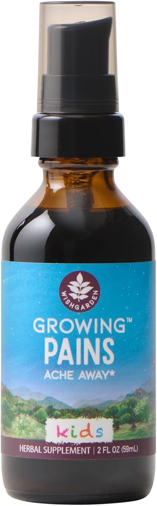 WishGarden Herbs Growing Pains Away for Kids - Φυτικό βοτανικό συμπλήρωμα με Turmeric & Willow Bark Soothes Παιδικοί πόνοι & Sullcap & χαμομήλι Ηρεμίες και Soothes Upset, 2oz