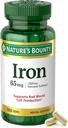 Nature's Bounty Iron 65mg, 325 mg Ferrous Sulfate, Cellular Enerji Desteği, Normal Kırmızı Kan Hücre Üretimi, 1 Aralık Günü, Gluten Free, 100 Vegetarian Tabletler