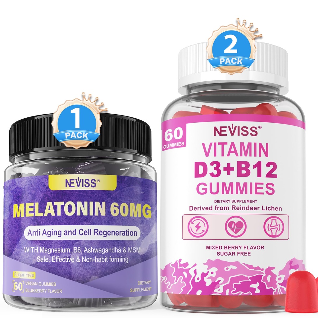 NEVISS Melatonin, D3 + Vitamin B12 Gummies