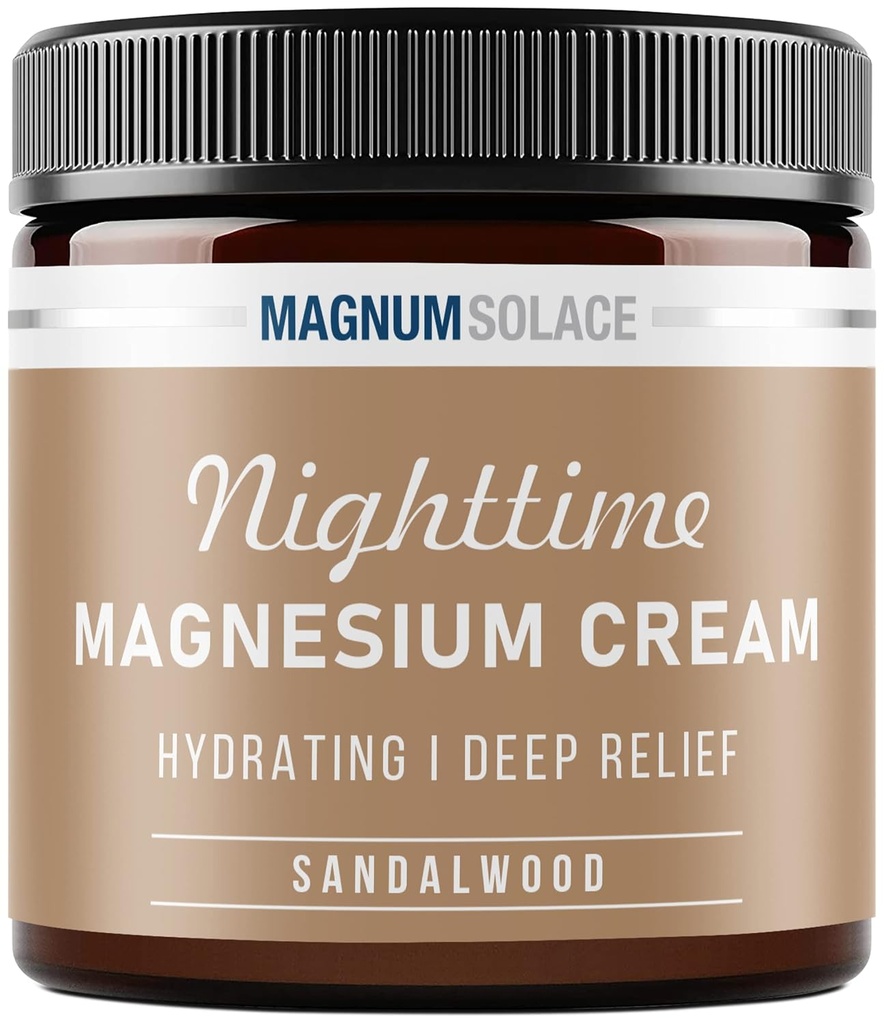 Magnesium Lotion – Nighttime Magnesium Cream – Apply to Leg Muscles, Arms or Chest - Topical Magnesium Chloride – USA Made and Safe for Kids (Sandalwood) 4 Fl Oz (Pack of 1)