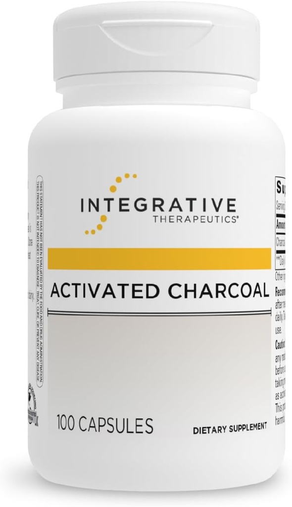 Bütünleştirici Tedaviler Aktif Charcoal - Digestive & Gut Health Supplement* - Gastrointestinal Support* - Gluten-Free & Dairy-Free - 100 Capsules (50 hizmet)