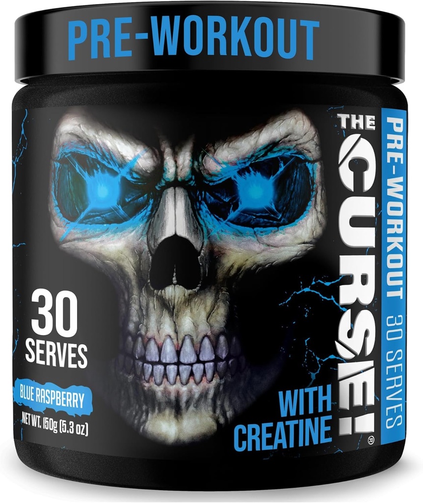 JNX SPORTS The Curse! Erkekler ve Kadınlar için Çalışma Tozu, Caffeine, Beta-Alanine, Tinatine, L-Citrulline, 30 Hizmet, Blue Raspberry Flavor – Boost Energy, Strength & Focus