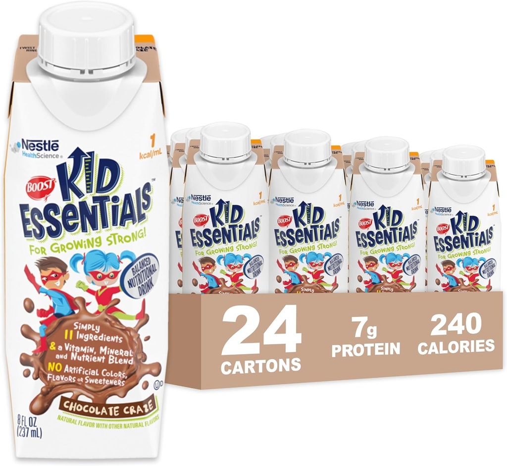 BOOST KID ESSENTIALS 1.0, Chocolate Craze 24 x 8 fl oz karton