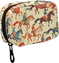 Fustylead Vibrant Retro Western Cowboy Horse Pill Organizer for Purse, Weekly Portable Pill Box with Zipper to Storage Vitamins Fish Oils Συμπληρώματα Φάρμακα