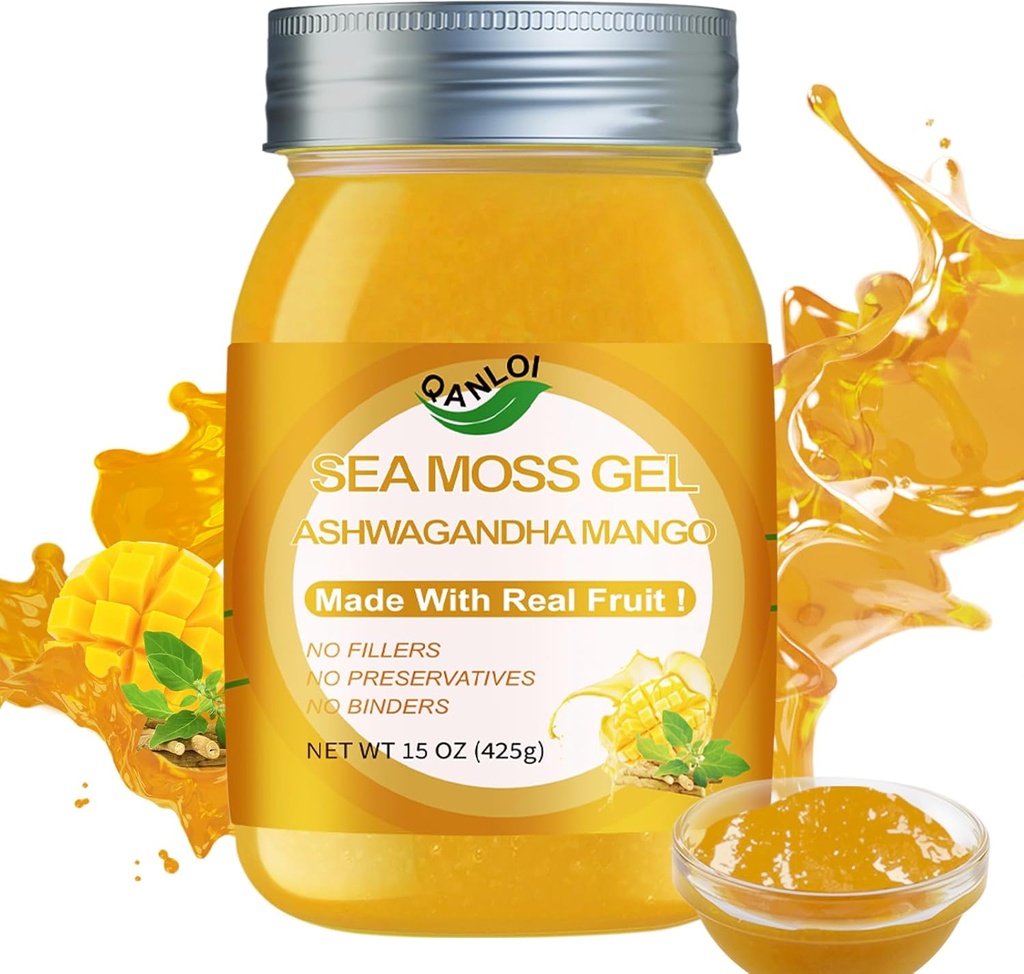 Seamoss Gel, Seamoss with Irish Sea Moss, Sea Moss Supplement-Immune support-15OZ Sea Moss Advanced (Ashwagandha Mango)