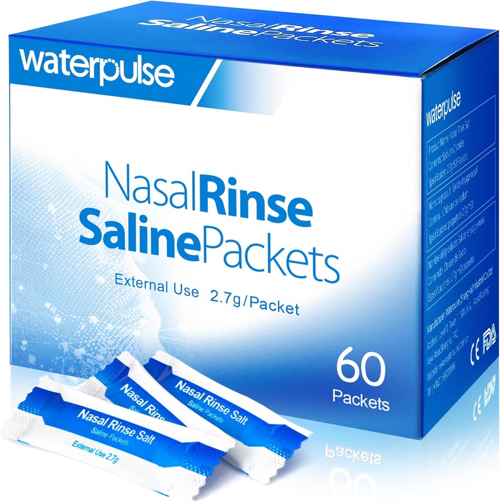Supulse 60 Nasal Rinse Packets,Effective Neti Pot Salt Packets,Nasal Rinse Salt Packets Bireysel olarak yuvarlandı - Sinusitis için Çözüm, Allergies ve Cold Relief