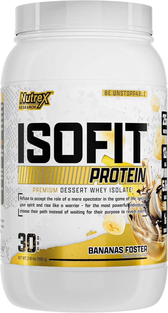 Nutrex Research IsoFit Whey protein Tozu %100 Whey proteini Isolate (30 Hizmetler ( 1), Bananas Foster)