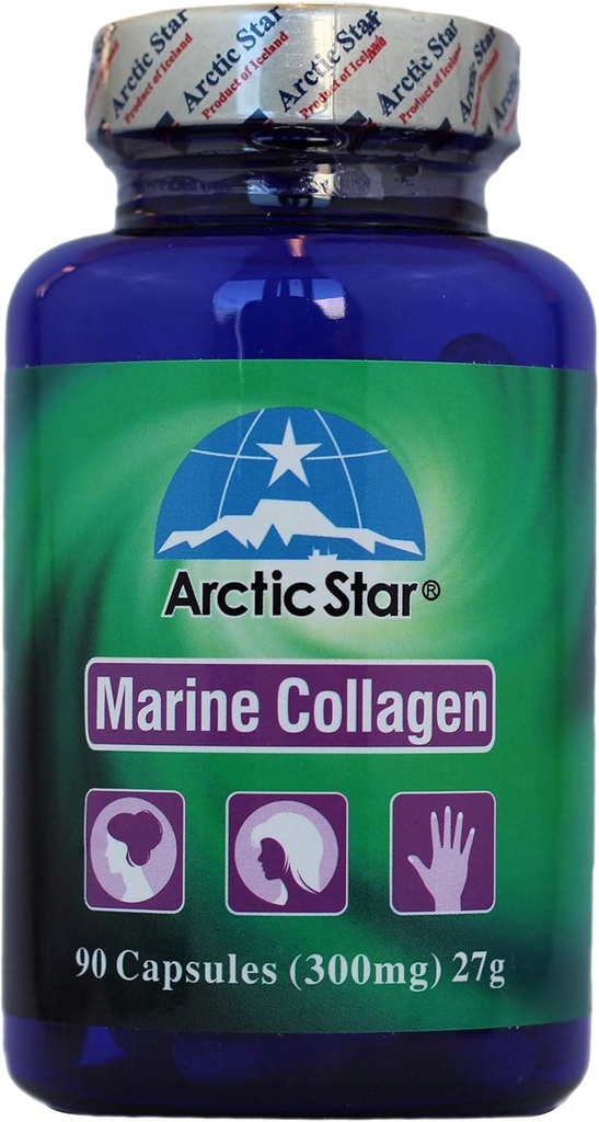 Arctic Star Marine Collagen-Vital proteinler Deniz Collagen Supplement Supplement Pills for Health Skin Hair Nail - Hydrolyzed Collagen from İzlanda - Ortak Ağrı ve Immune System Alert 90 Capsules