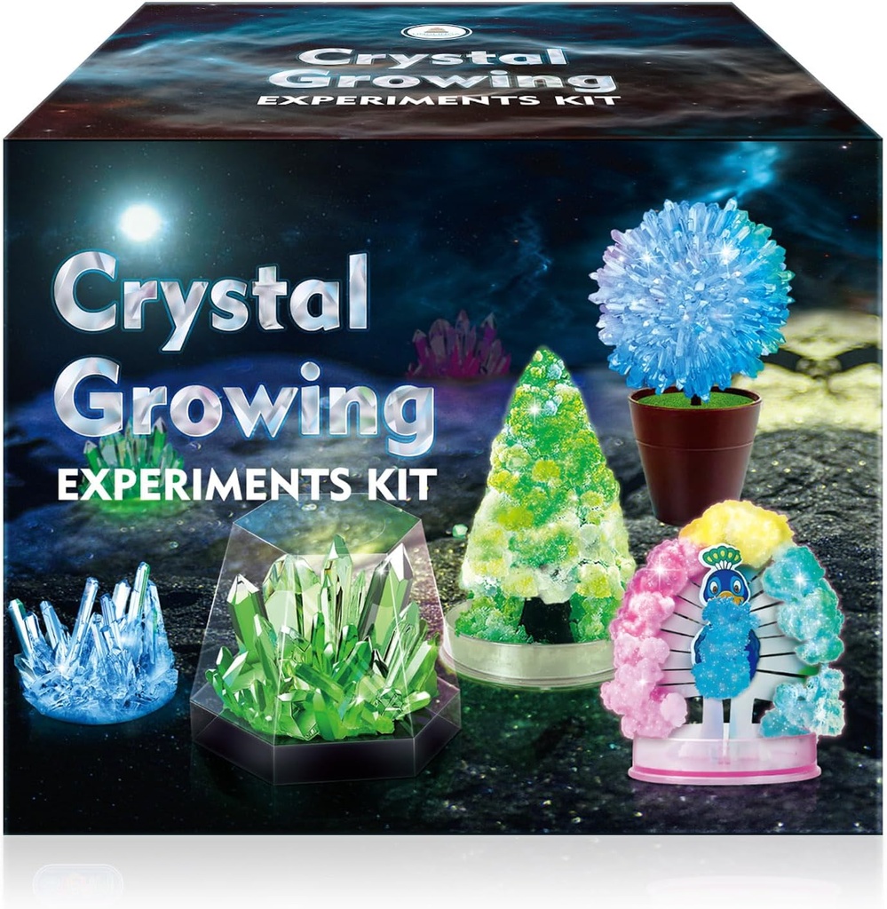 UNGLINGA Crystal Büyüme Deney Bilimi Kits for Kids, S.T.E.M Projects Learning Education Toys Idea for Boys Girls, Grow 5 Vibrant Crystals Making Kits