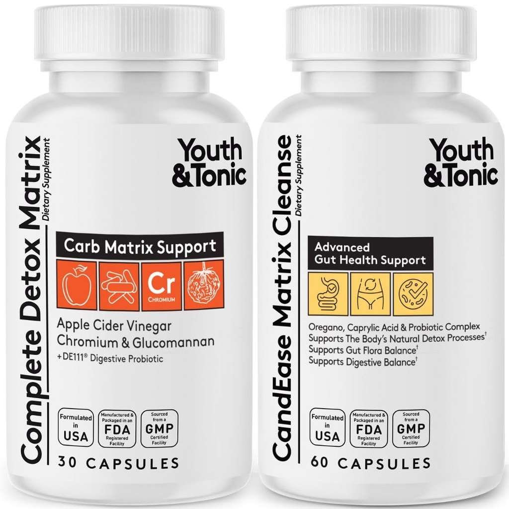 CandEase & Complete Detox Pills | Bodytrikse Restoring Normal Asitity Level | Digestive Balance & Gut Health Support | Cleanse Complex wIith More Probiyotiks Caprylic Acid Oregano Enzymes ACV