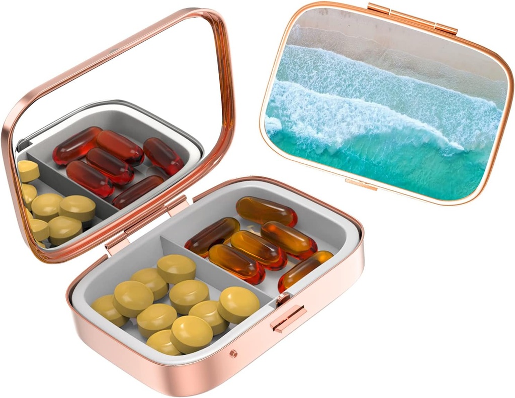 Küçük Pill Pockets & Purses için dava,Elegant Pill Box Büyük Bir Hediye Yapıyor,2 Karşılaştırmalı Seyahat Hekimliği Organize Mağazalar Progesterone,Capsule Pills, Ibuprofen, Vitamins-Rose Gold Color Beach