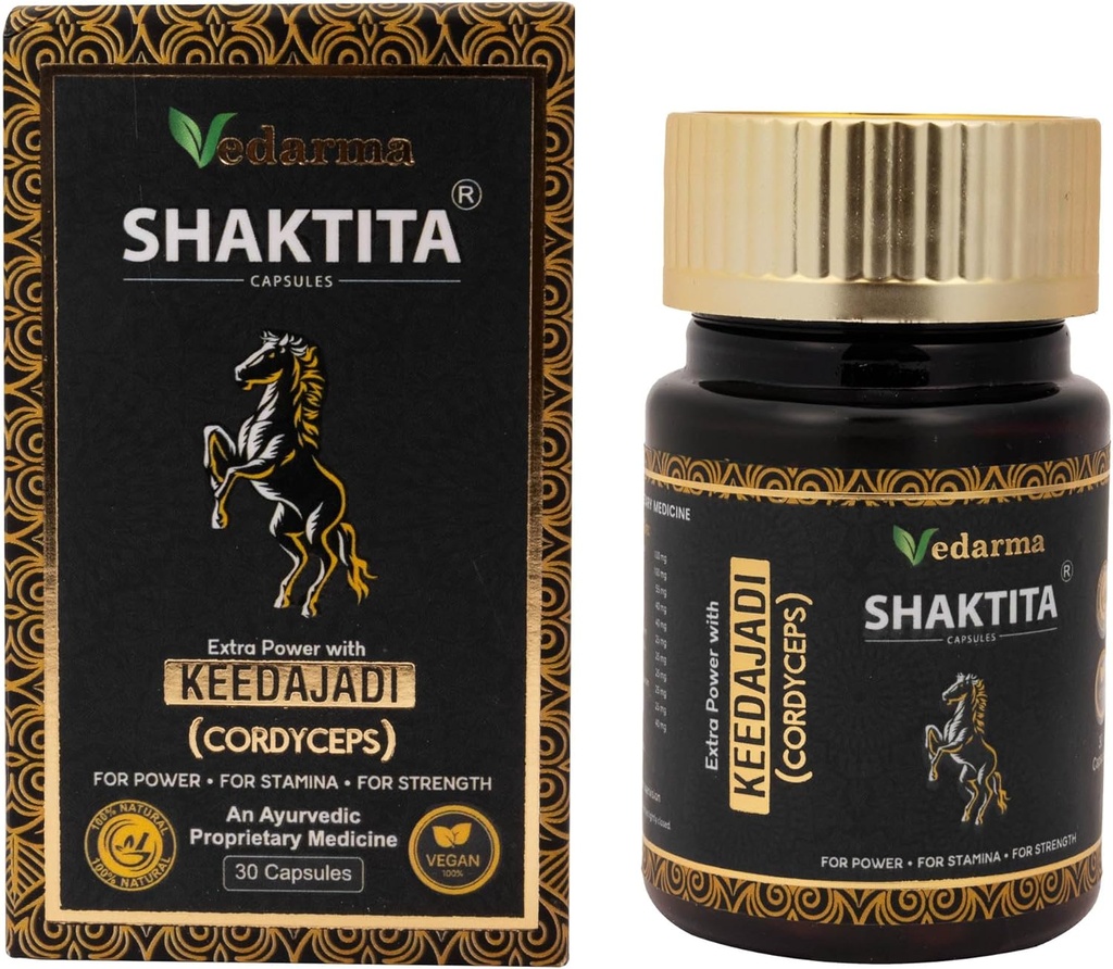 Keedajadi Infüzyon ile Shaks – Doğal Ayurvedic Formula Enerji, Stamina, Vitality ve genel olarak Aktif Yaşam Tarzı için Sağlıklı (30 Capsules)