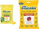 Ricola Sugar Free Lemon Mint Herbal Cough Suppressant Throat Drops, 105ct Bag & Original Natural Herb Cough Suppressant Throat Drops, 45 Drops, Fights Coughs