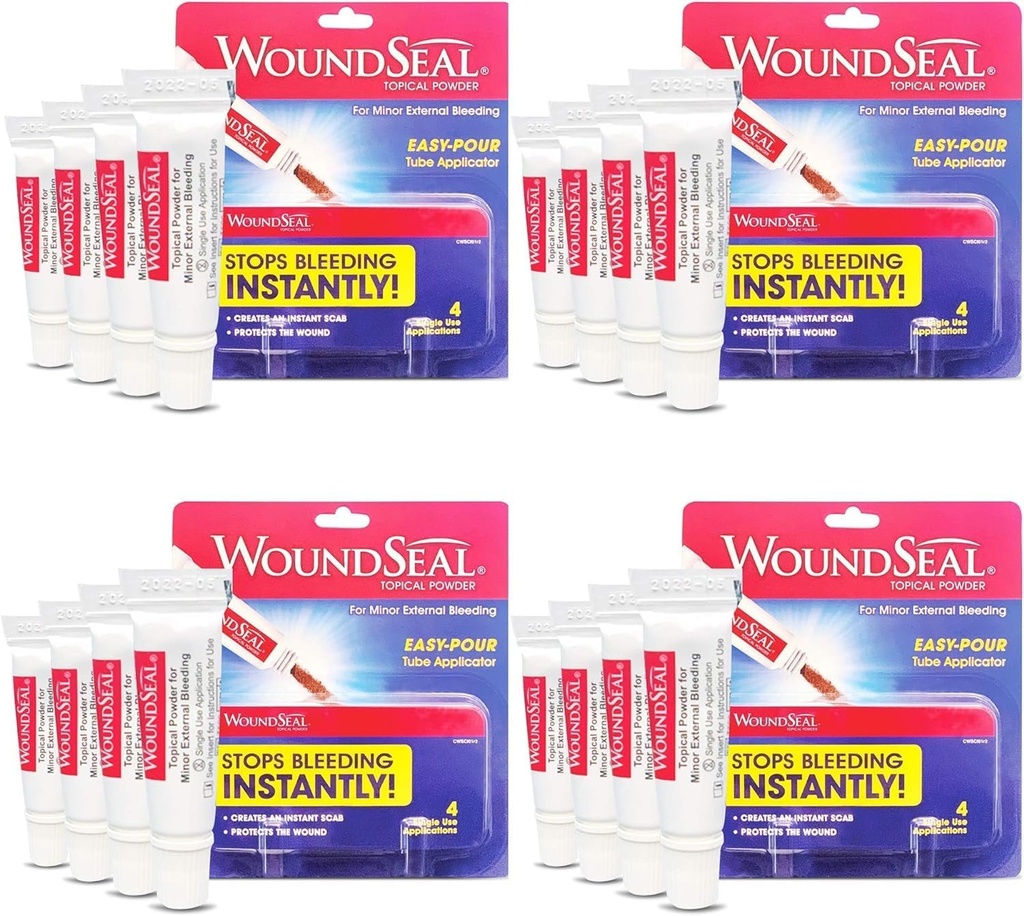 YaraSeal Toz 4 Her (Görünen 5) - Yaralar İlk Yardımı Cuts, Yararlar ve Abrasions - Stitches veya Bandages olmadan İkincileri Durdurun