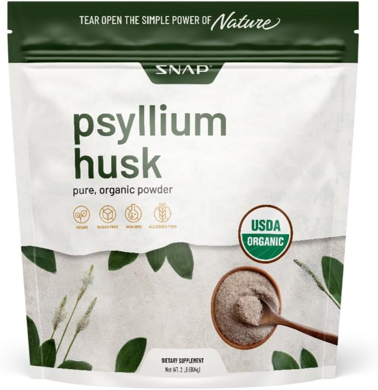 Snap Supplements Psyllium Husk USDA Organik Toz, Sağlıklı Gut, Cleanse Digestive System, Aids Digestive Health, Non-GMO, Pure Organic Toz, 2LBB