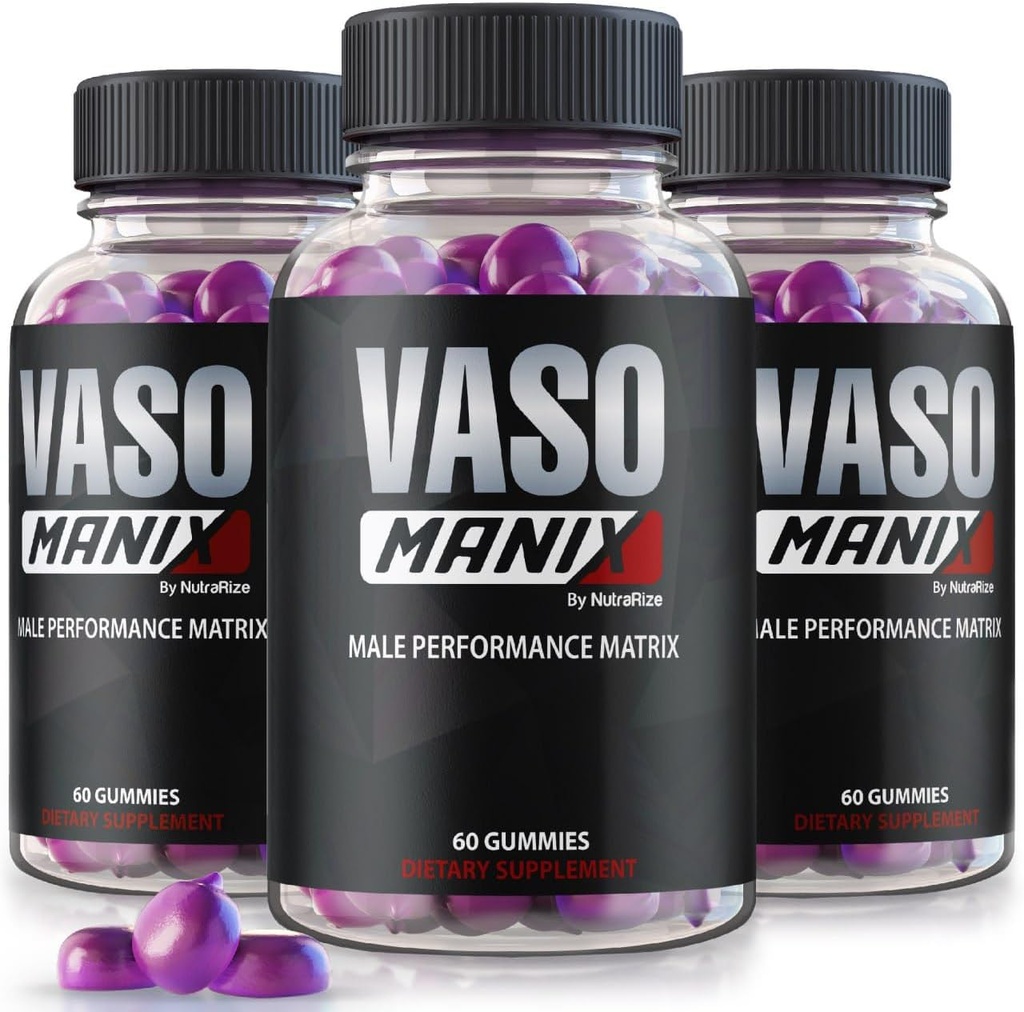 (3 Pack) VasoManix Gummies, Vaso Manix Classic Erkek Supplement, Erkekler için Tüm Doğal Formula, Premium Gummy Performans, Güven ve Genel Sağlık, Resmi İncelemeler (180 Gummies)