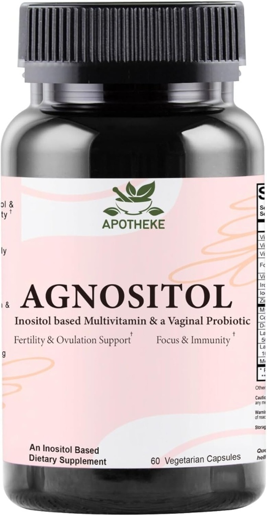 AGNOSITOL Prenatal Vitamini, Vaginal Probiyotik with the Bakteri, Fertness, Ovulation & Pluto Support, Hormon Denge & Vaginal Health Supplement. Inositol 40:1, Folic Acid, Vitamins D3 B6/1