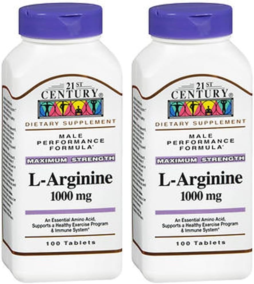21ος αιώνας L-αργινίνη 1000mg, μέγιστη αντοχή 100 ea (πακέτο του 2)