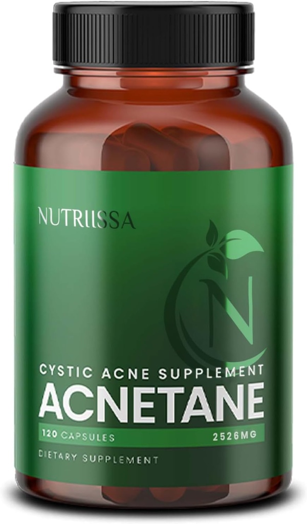 Nutriissa ACNETANE - Ορμονική & Κυστική Ακμή Ελέγχου με Παντοθενικό Οξύ & L-Καρνιτίνη - EPEB Πιστοποιημένο για Καθαρότητα & Ικανότητα - 120 Κάψουλες Vegan
