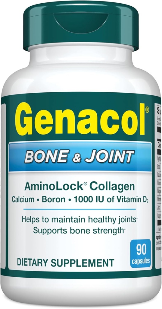 Genacol Bone & Joint – Ασβέστιο, Βιταμίνη D3, Boron & Ultra-Hydrolyzed Collagen, Συμπλήρωμα Υγείας, Υποστηρίζει την αντοχή των οστών, 90 κάψουλες (30-Day Supply)