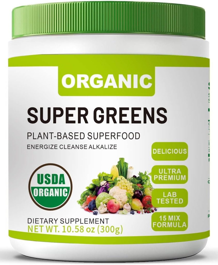 Spirulina & Chlorella ile organik Superfood Toz Gut Health, Supports Immunity, Digestive Health, Natural Energy, Probiyotik, Antioksi, Digestive Enzymes, (300grs)