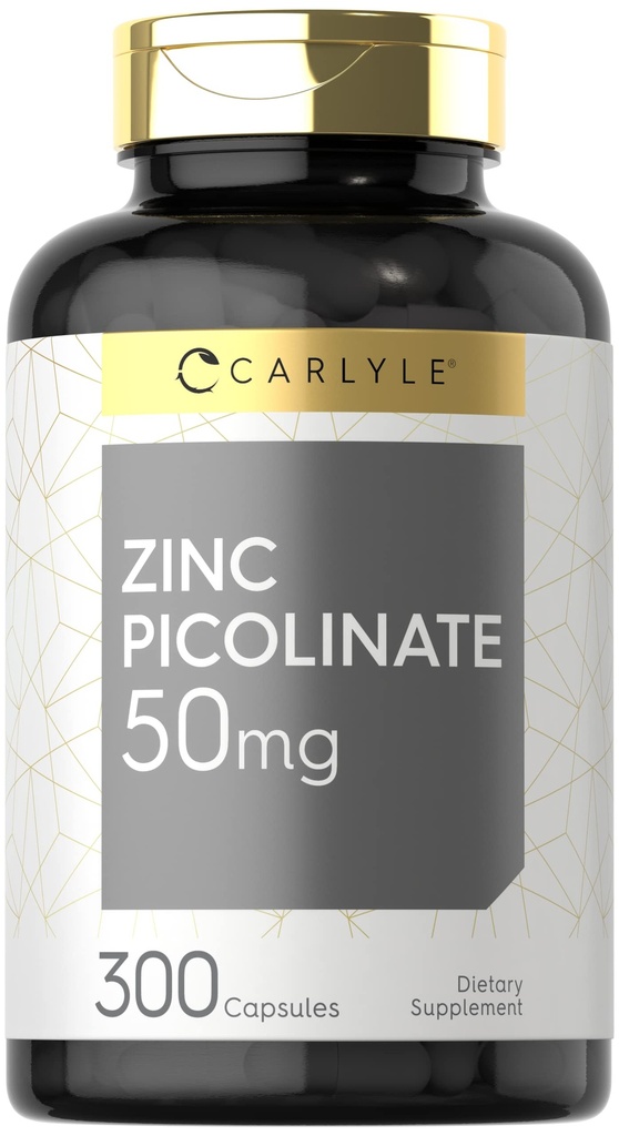 Carlyle çinko Picolinate 50 mg | 300 Capsules | Non-GMO ve Gluten Free Supplement Supplement