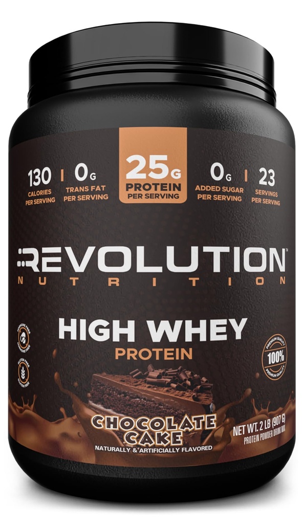 Devrim Beslenme, Yüksek Whey, Protein Toz 2LB, Whey Isolate, Gluten Free, Lean Muscle Mass for Men & Women, 25g of Protein Per Scoop, 908 g, 24 Hizmet (Chocolate Kek, 2 Pound)