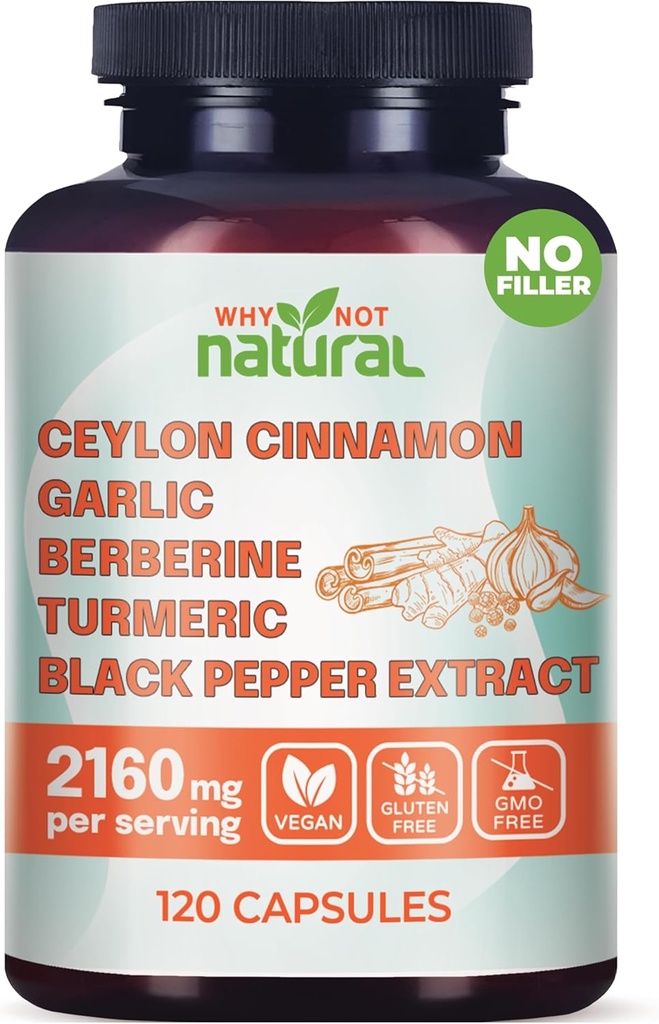 5-in-1 Organik Ceylon Cinnamon Capsules with Berberine,,, Turmeric, Black Pepper Extract Pills