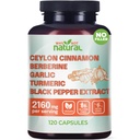 5-in-1 Organik Ceylon Cinnamon Capsules with Berberine,,, Turmeric, Black Pepper Extract Pills