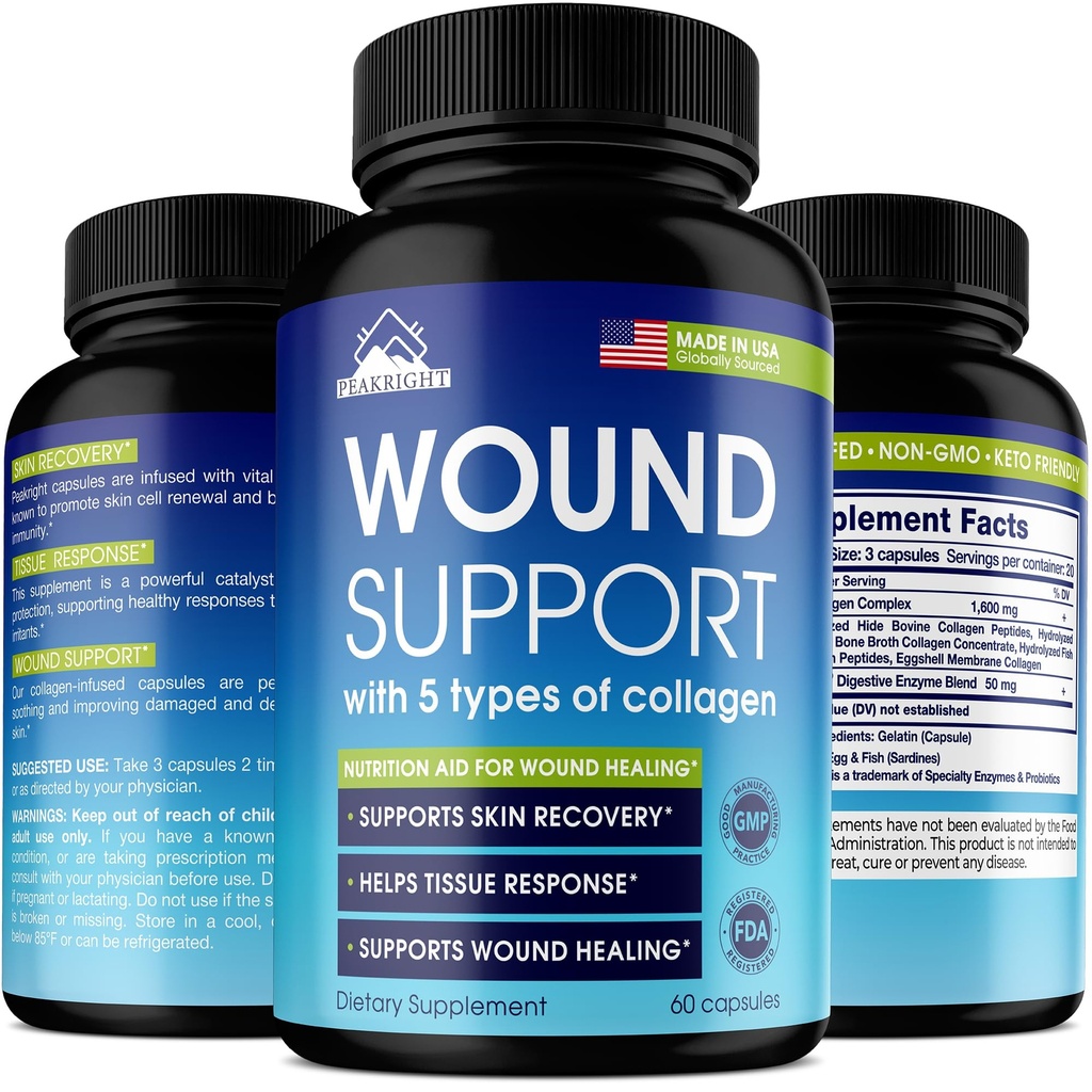 Yaralar Doğal Silah Pilleri'ni İyileştiriyor - ABD'de Yapıldı - Yararlı, Bruisings & Swelling - Yararlama, Cerrahi Kurtarma ve Yara Desteği - Yararlama, Bruisings & Swelling - Helps Tissue Response - 60 Caps