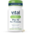 Hiperbiyotikler Vital Nutrients Pro-15 Prebiyotiks and Probiyotiks for Women and Men | 15 Science Backed Strains | Supports Occasional Constipation, Diarrhea, Gas & Bloating | 60 Vegan Time release Pearls
