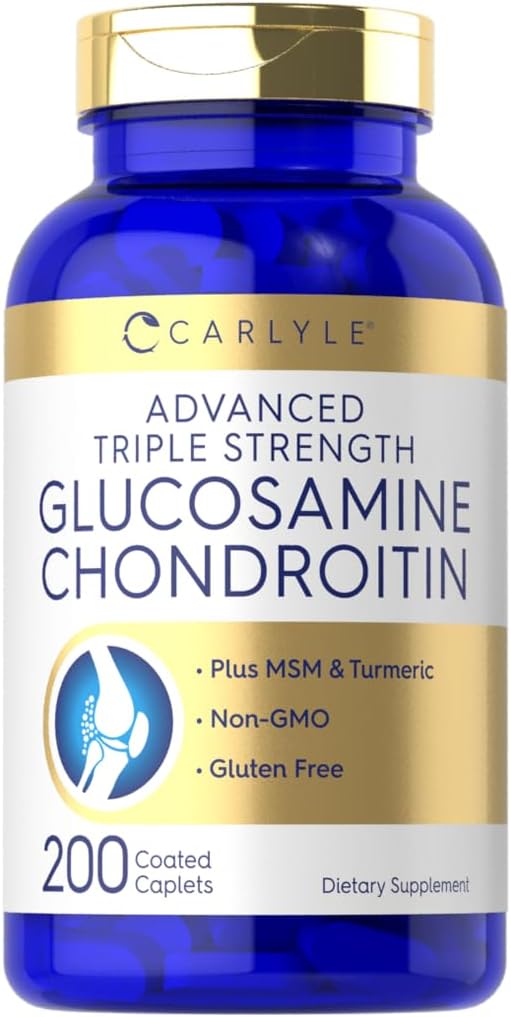 Carlyle Glucosamin Chondroitin MSM Turmeric | 4050 mg | 200 Kont | Gelişmiş Üç Güç Tamam | Non-GMO & Gluten Free