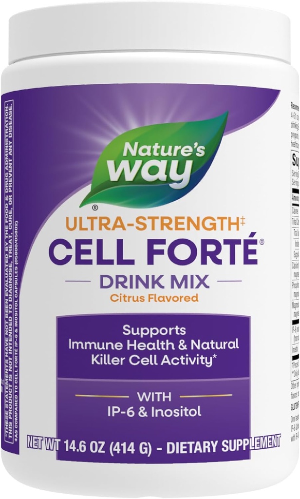 Nature's Way Ultra Strength (1) Hücre Forté Drink Mix, IP-6 & Inositol Toz Supplement, Supports Immune Health & Natural Killer Hücre Aktivitesi*, Citrus Flavored, Vegan, 14.6 Oz (Pazarlama)
