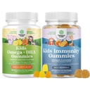 Çocuklar için Omega DHA Gummies - Fatty Acids Omega 3 6 9, Beyin Için C vitamini ile C vitamini, Immunity & Vision ve Kids Immunity Support Gummies - Delicious C with çinko & Echinacea Immune Branson